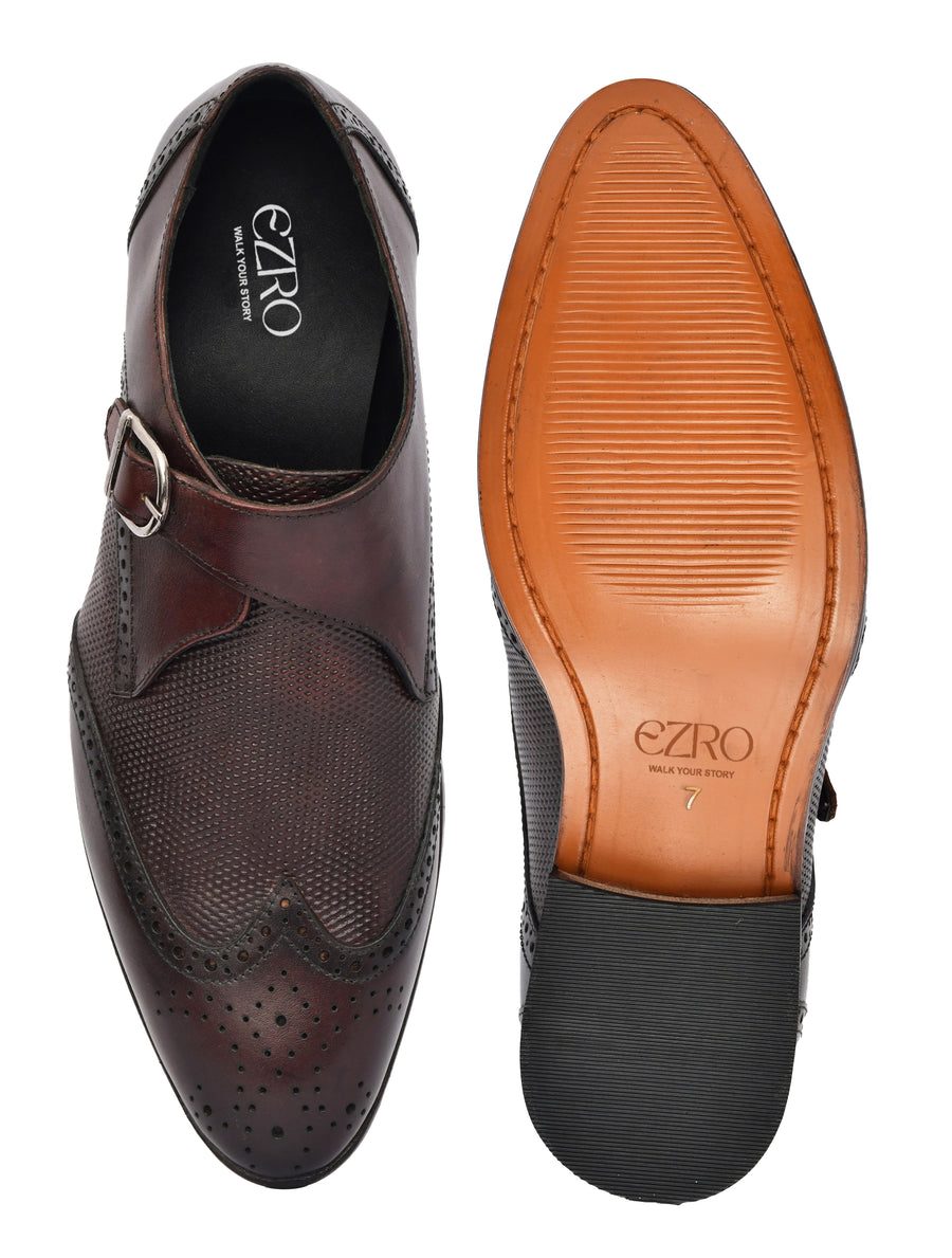 EZRO Men’s Brown Stylish Monk Strap Shoes – Elegant & Comfortable Formal Shoes for Office, Party & Everyday Wear