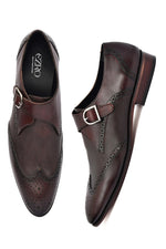 EZRO Men Wine Monk Strap Formal Dress Shoes | Premium Slip-On Business & Party Shoes