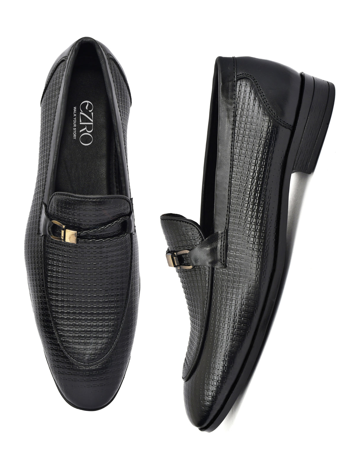 EZRO Men Black Stylish Moccasins – Comfortable & Elegant Slip-On Shoes for Casual, Office & Everyday Wear