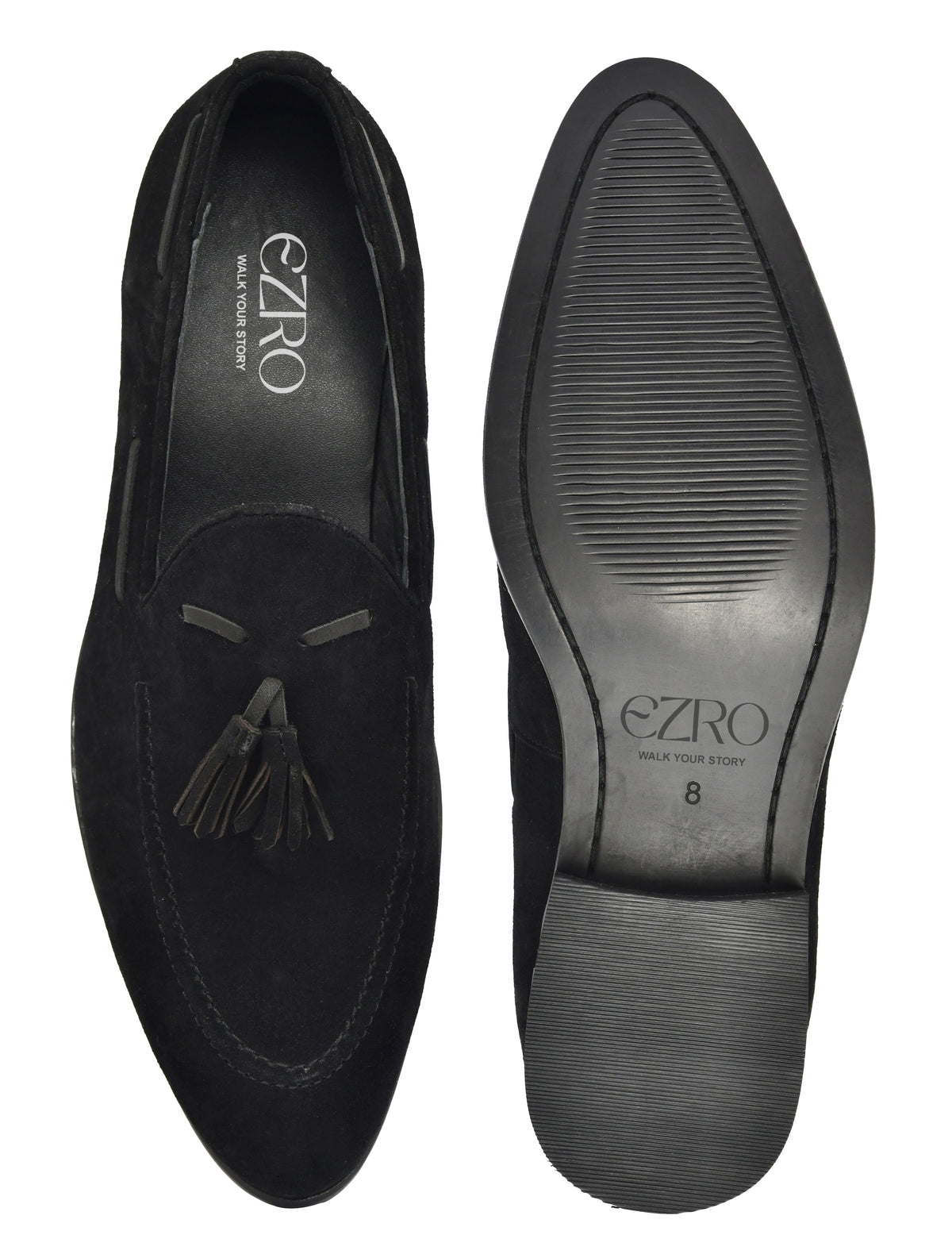 EZRO Men Stylish Black Loafers – Comfortable & Elegant Slip-On Shoes for Casual, Office & Everyday Wear