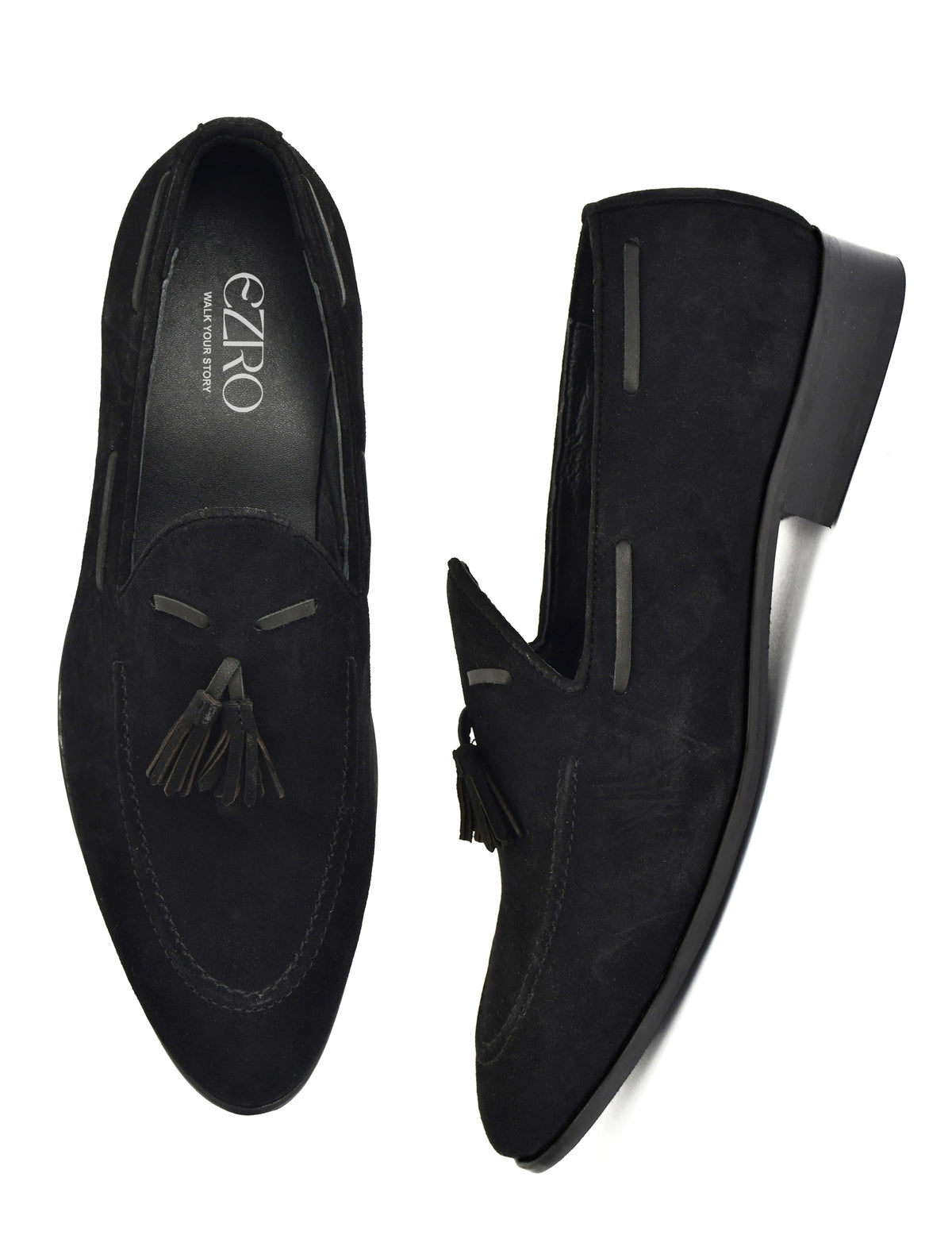 EZRO Men Stylish Black Loafers – Comfortable & Elegant Slip-On Shoes for Casual, Office & Everyday Wear