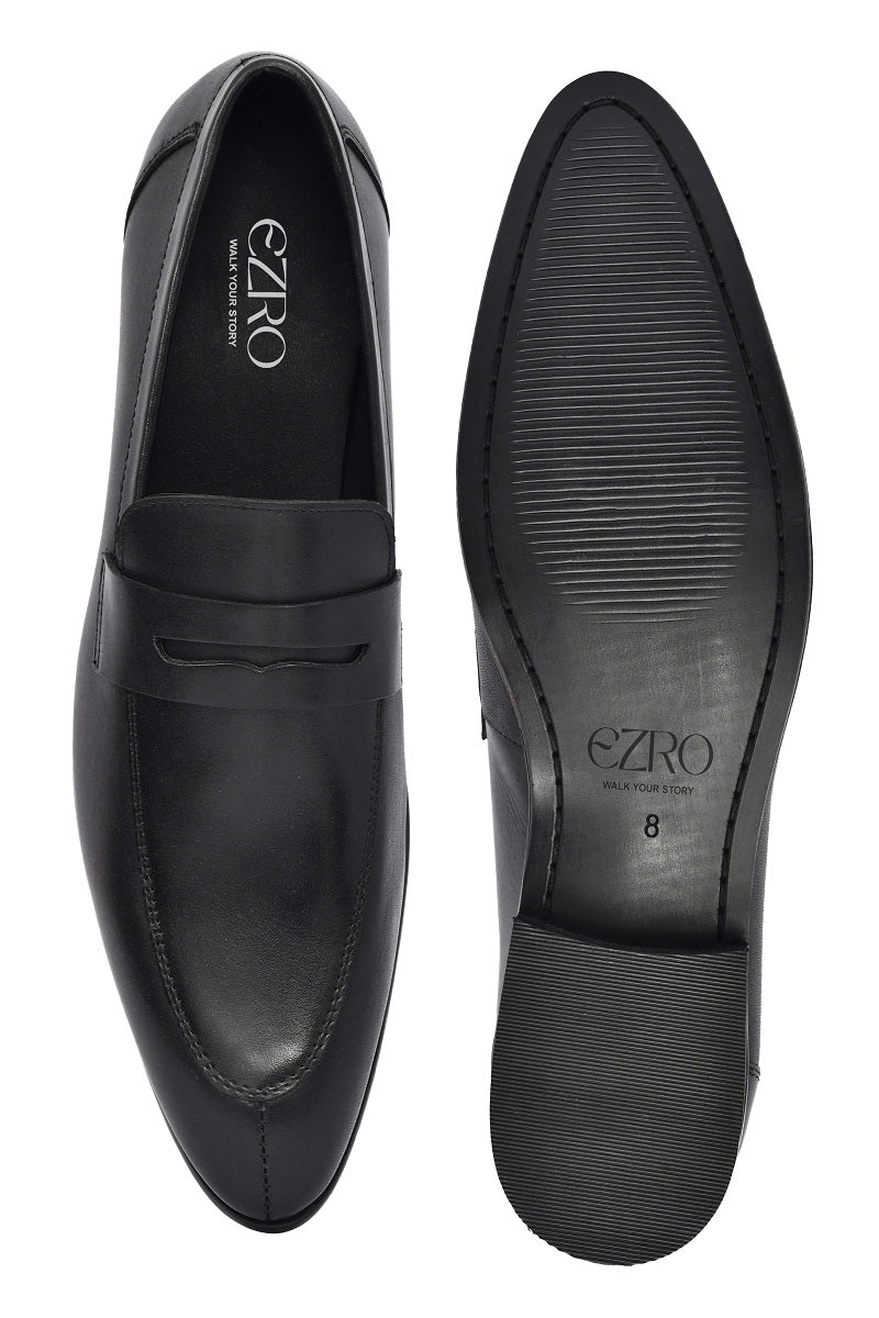EZRO Men's Premium Black Formal Loafers | Classic Slip-On Business, Office & Wedding Dress Shoes